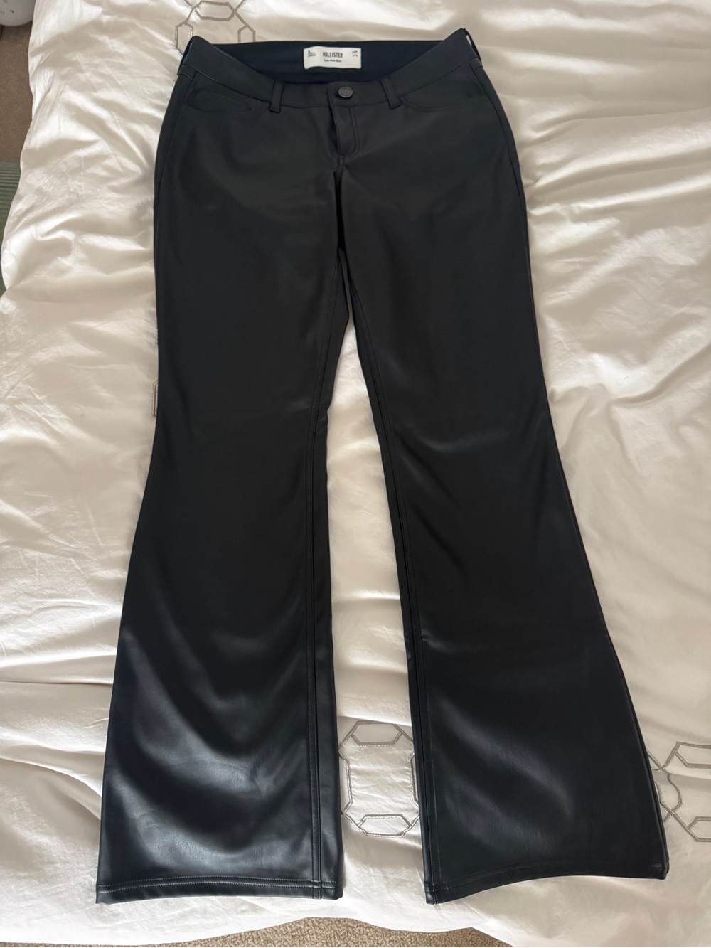 Hollister Black Low-Rise Boot Faux Leather Pants